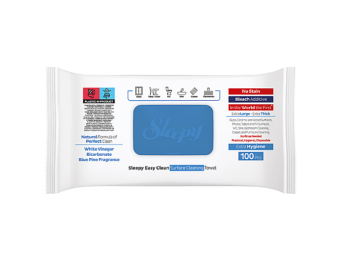 SLEEPY Servetele Umede Curatare Multisuprafete cu Bicarbonat, Otet Alb, Eucalipt - Bleach Additive, 100 Buc [2]