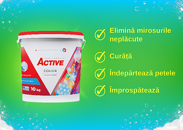 ACTIVE Detergent Pudra Automat Color Galeata 10 Kg (130 spalari) [2]