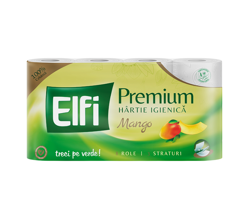 ELFI Premium Hartie Igienica 3 Straturi Parfumata Mango 8 Role [1]