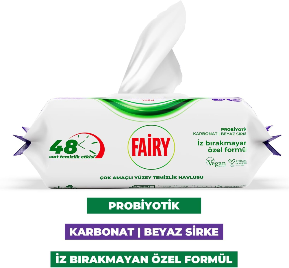 FAIRY Servetele Umede Curatare Multisuprafete cu Bicarbonat, Otet Alb, Lavanda 100 Buc [2]