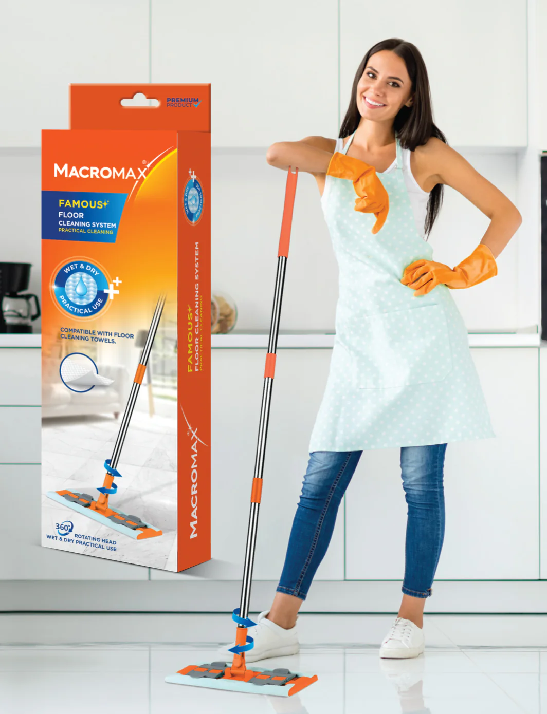 MACROMAX Mop pt Curatarea Podelei Compatbil cu Servetele SLEEPY pt Podea [2]