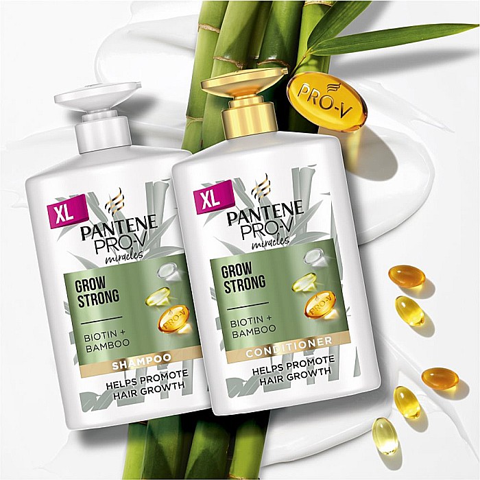 PANTENE Pro V Miracles Balsam Grow Strong cu Pompa pt Par Uscat și Deteriorat XL 1L [2]