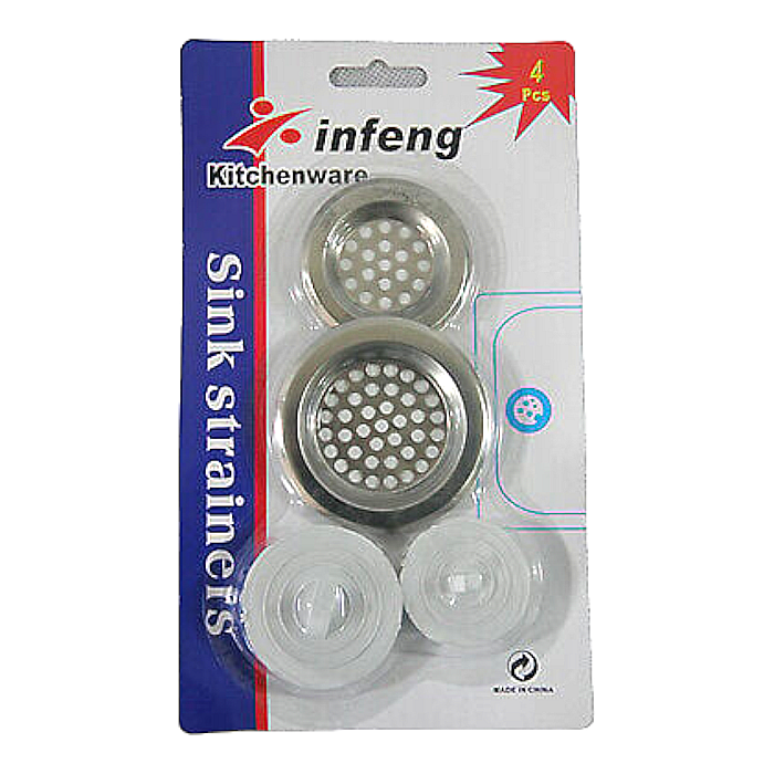 INFENG Set 2 Site + 2 Dopuri Scurgere pt Chiuveta Cada din Inox, Diametru 7.5 cm si 6 cm [1]
