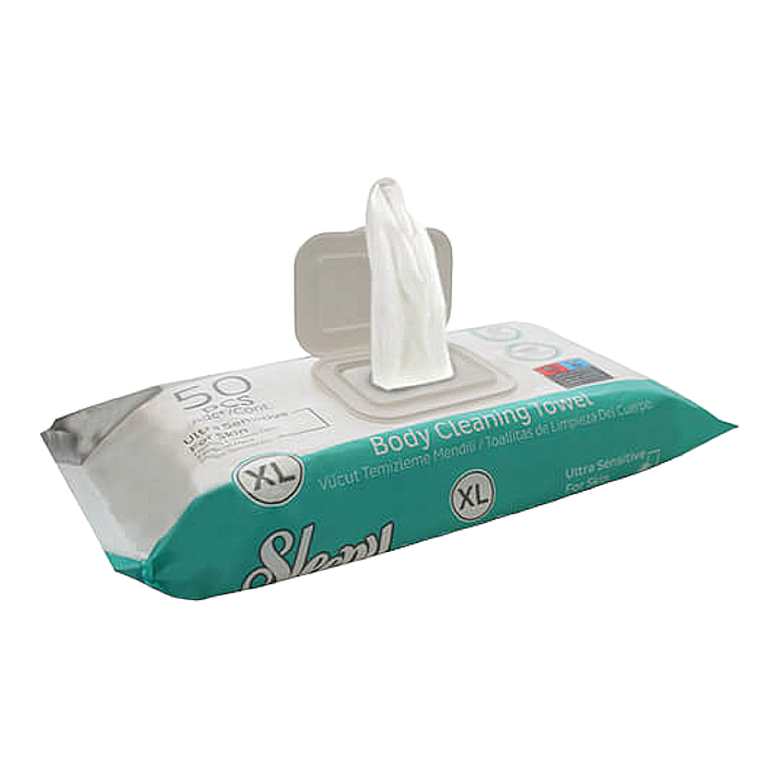 SLEEPY Body Cleaning Servetele Umede Prosop pt Igiena Corporala Sensitive XL 50 buc [1]