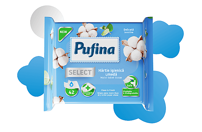 PUFINA Select Hartie Igienica Umeda Biodegradibila Sensitive 42 buc [2]