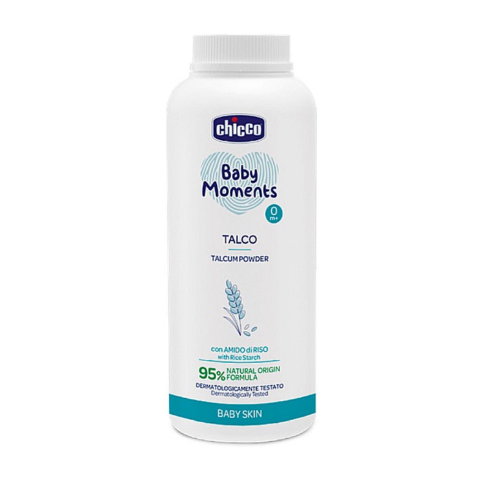CHICCO Baby Moments Pudra de Talc Dermatologica din Amidon de Orez Baby Skin 0 luni+ 150g [1]
