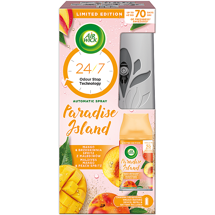 AirWick Aparat Odorizant Camera+Rezerva Paradise Island Mango 250 ml [1]