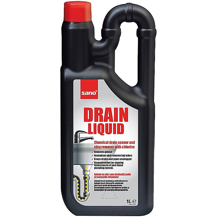 SANO Drain Solutie Lichida pt Desfundat Tevi 1 L [1]