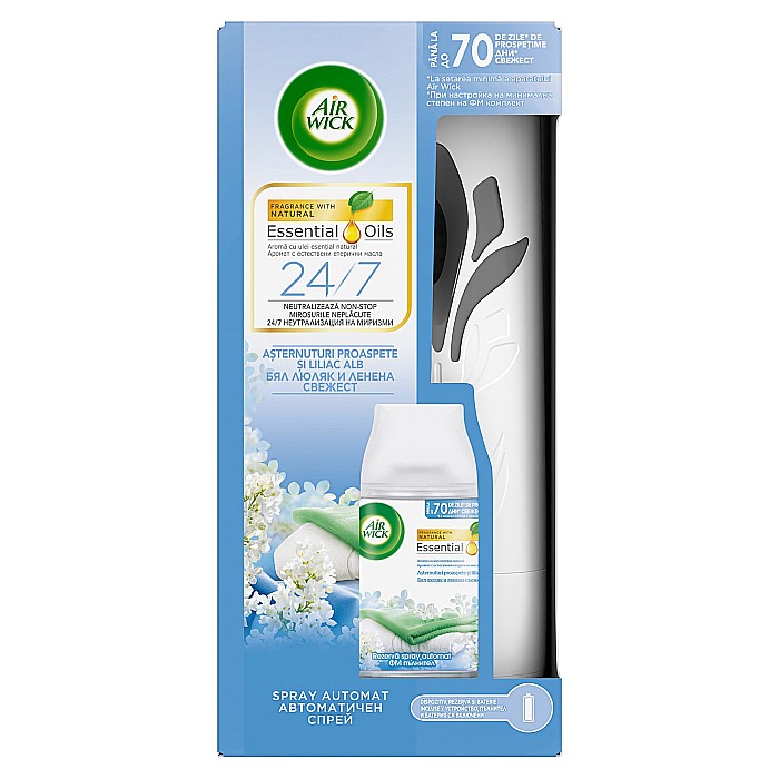 AirWick Aparat Odorizant Camera+Rezerva Asternuturi Proaspete & Liliac Alb 250 ml [1]