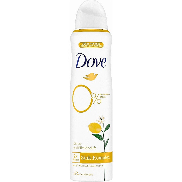 DOVE Antiperspirant Spray Zink Complex 0% Aluminium Salze CITRICE & PIERSICA 150 ml [1]