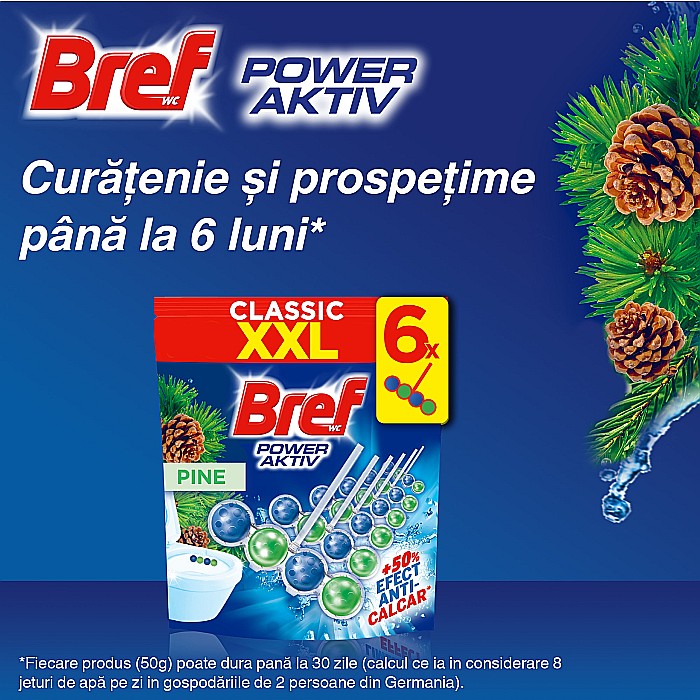 BREF Classic Power Aktiv Odorizant Toaleta PINE XXL 6×50 g [2]