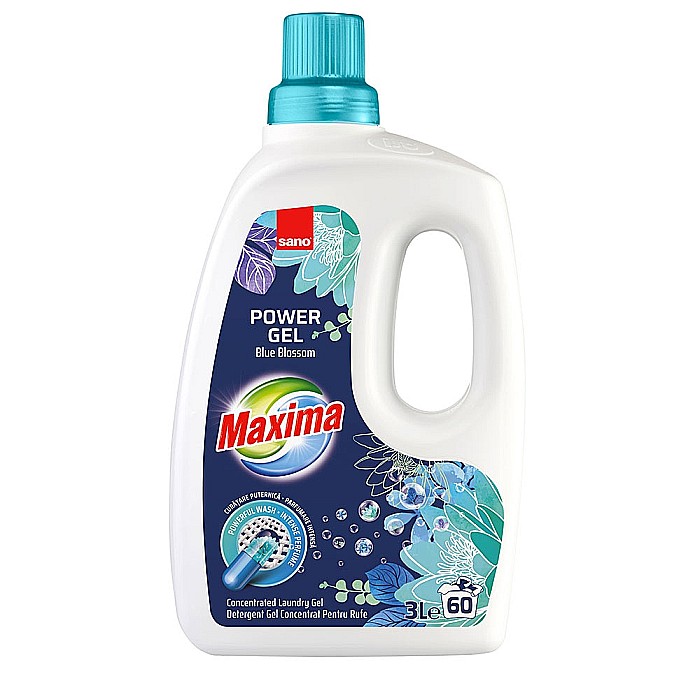 SANO Maxima Power Gel Detergent Concentrat Blue Blossom 3L (60 spalari) [1]