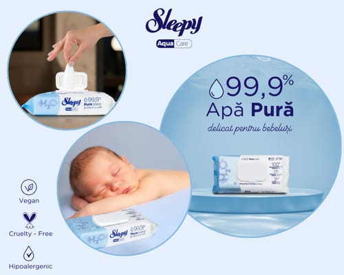 SLEEPY Servetele Umede cu Capac pt Bebelusi 99.9% Pure Water 50 buc [2]