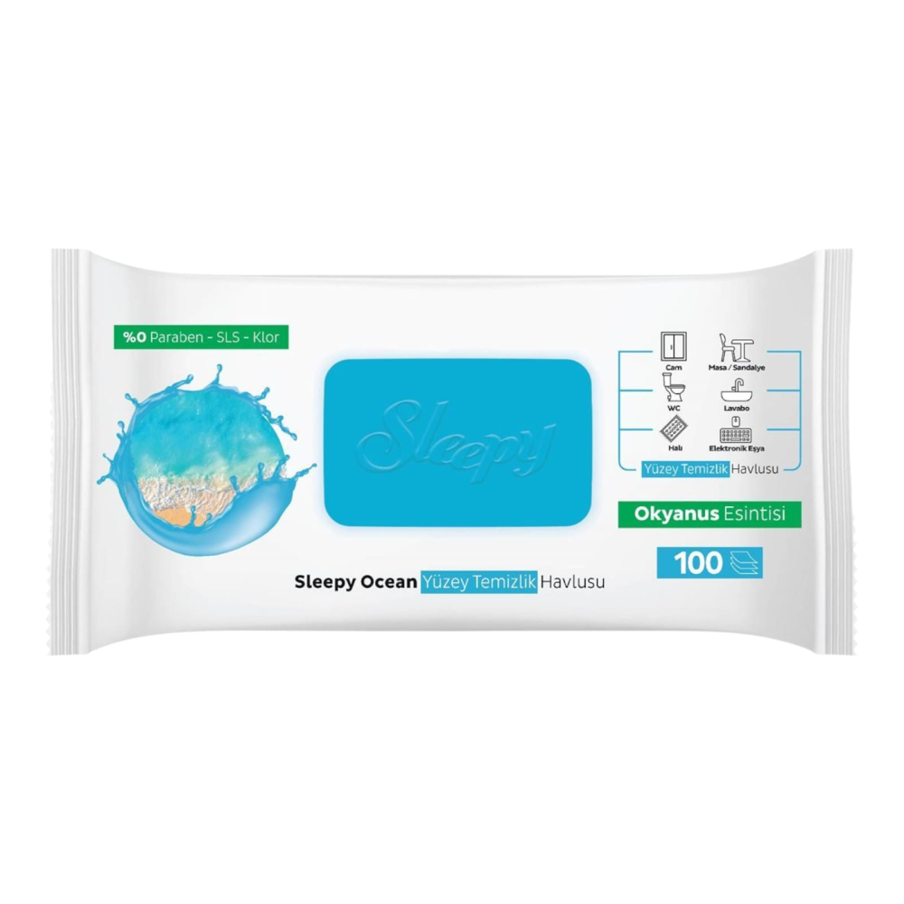 SLEEPY Servetele Umede Curatare Multisuprafete cu Bicarbonat, Otet Alb, Ocean 100 buc [2]