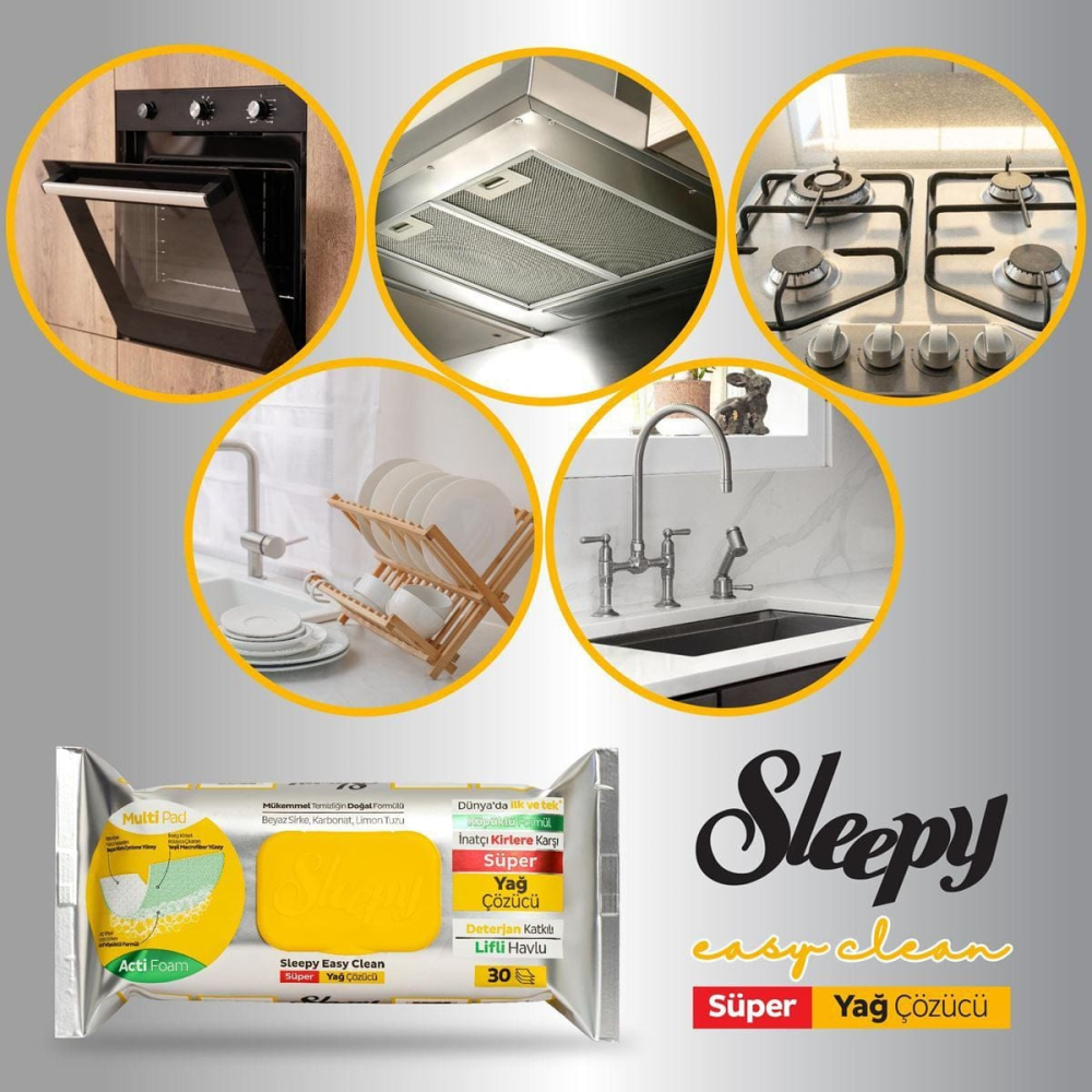 SLEEPY Servetele Umede de Curatare Easy Clean Bucatarie Degresante cu Spuma Activa 30 buc [2]