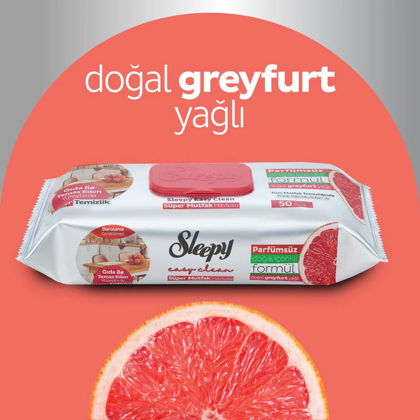 SLEEPY Servetele Umede Kitchen Towel pt Bucatarie cu Ulei Natural de Grapefruit 50 buc [2]