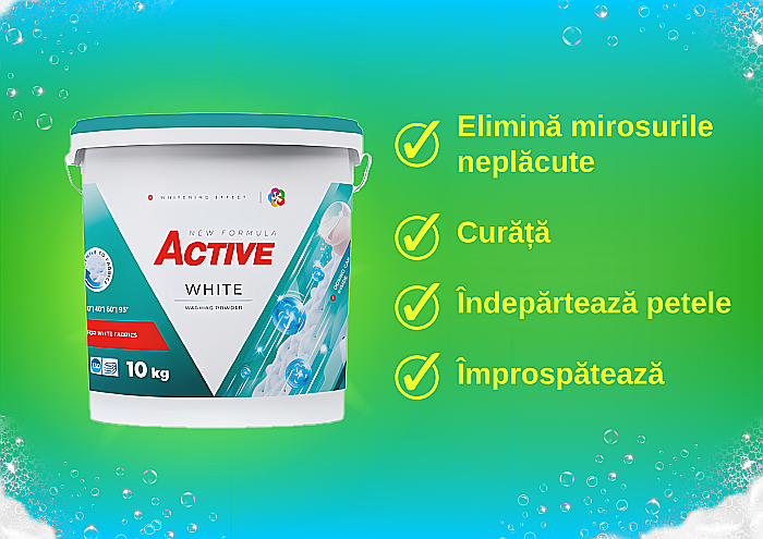 ACTIVE Detergent Pudra Automat White Galeata 10 Kg (130 spalari) [2]