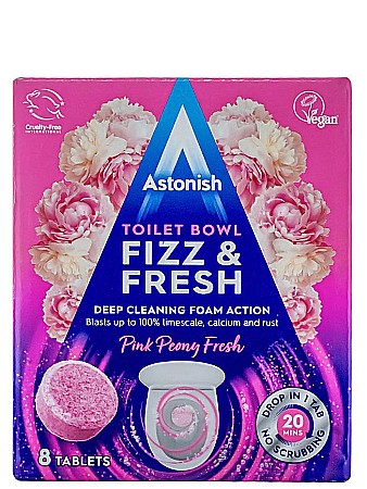 Produse de uz casnic - ASTONISH Tablete pt Curatarea Vaselor de Toaleta Pink Peony Fresh 8 buc