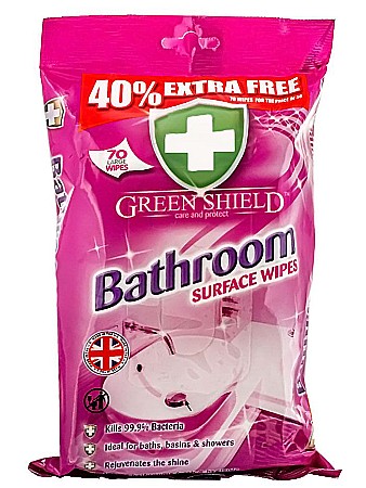 Produse de uz casnic - GREEN SHIELD Servetele Umede pt Curatare Suprafete din Baie 70 buc
