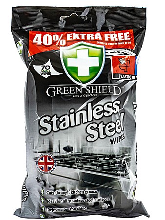 Servetele Umede - GREEN SHIELD Servetele Umede pt Curatare Suprafete Inox 70 buc