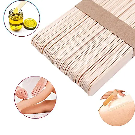ORANJOLLIE Spatule Medii Lemn Unica Folosinta pt Epilare cu Ceara SET 50 buc [1]