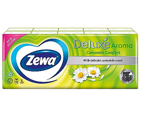 Diverse produse de uz casnic - ZEWA Batiste Nazale Deluxe Camomile 3 Straturi Pachet 10 buc