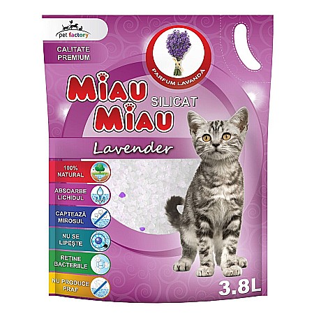 Pet Shop - MIAU MIAU Asternut Igienic Silicat Lavanda 3.8 Litri