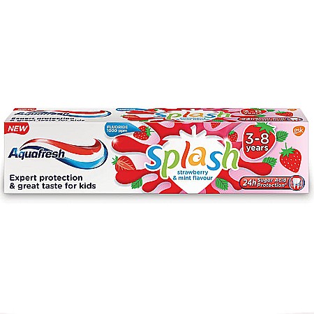 Cosmetice copii - AQUAFRESH Splash Pasta de Dinti Capsuni 3-8 Ani 50 ml