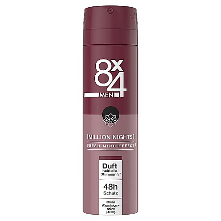 Deodorante & Parfumuri - 8X4 MEN Spray Deodorant Antiperspirant 0% Aluminiu MILLION NIGHTS 150 ml