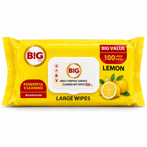 Produse de uz casnic - BIG Servetele Umede Multisuprafete Bicarbonat & Lemon 100 buc