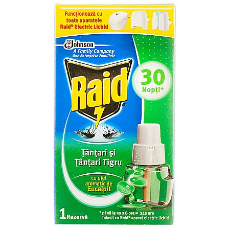 Combaterea Insectelor Daunatoare - RAID Rezerva Lichid Anti-Tantari pt Aparat Electric Eucalipt 21ml (30 Nopti)