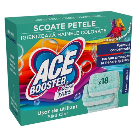 Tablete & Capsule - ACE Booster Tablete Pentru Indepartarea Petelor Color - Fara Clor Colors 18 buc