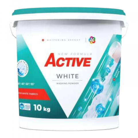 Detergent pudra - ACTIVE Detergent Pudra Automat White Galeata 10 Kg (130 spalari)