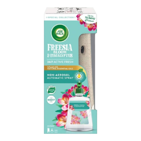 Noutati - AIRWICK Aparat Odorizant Camera+Rezerva Fara Aerosoli Freesia Bloom & Eucalipt 228 ml