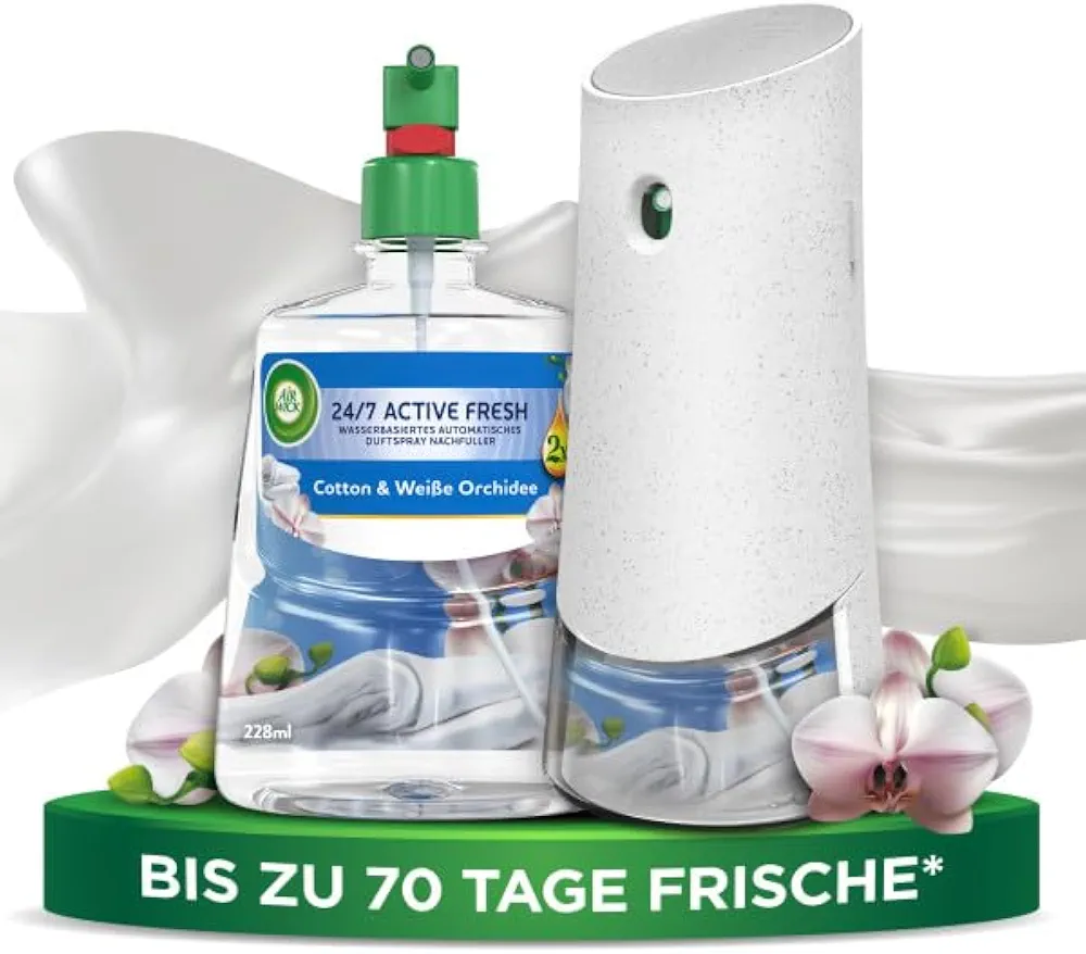 AIRWICK Aparat Odorizant Camera+Rezerva Fara Aerosoli Fresh Linen & White Orchid 228 ml [1]