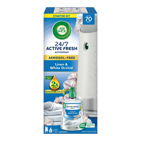 Camera - AIRWICK Aparat Odorizant Camera+Rezerva Fara Aerosoli Fresh Linen & White Orchid 228 ml