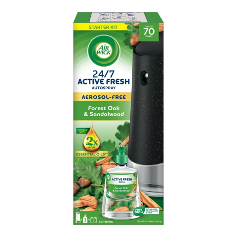 Camera - AIRWICK Aparat Odorizant Camera+Rezerva Fara Aerosoli Stejar si Lemn de Santal 228 ml