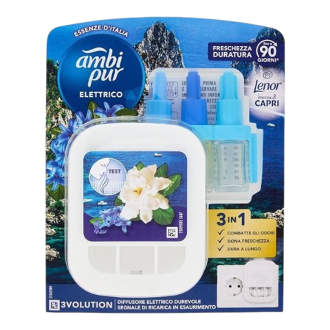 Camera - AMBI PUR Aparat Odorizant Camera Priza+Rezerva 3Volution Lenor Breeze of Capri 20 ml