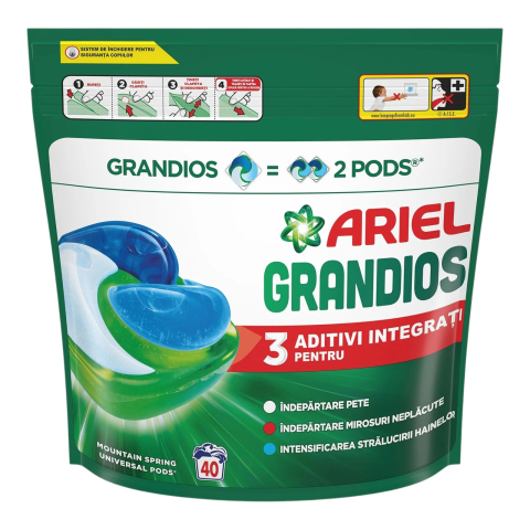 Detergent Rufe - ARIEL GRANDIOS Detergent Capsule UNIVERSAL Mountain Spring 40 buc