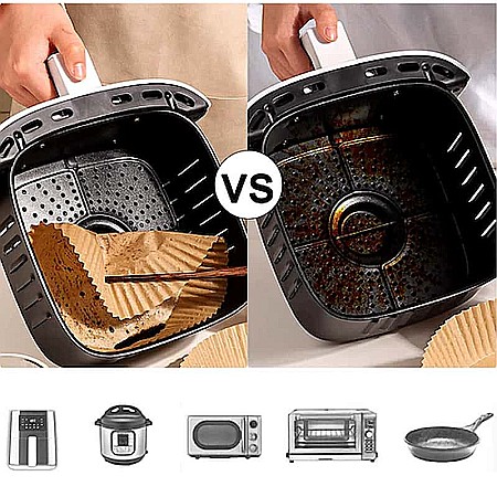 WEI Hartie de Copt Forma Patrata pt Friteuza, Air Fryer set 50 buc 160mm x 45 mm [3]