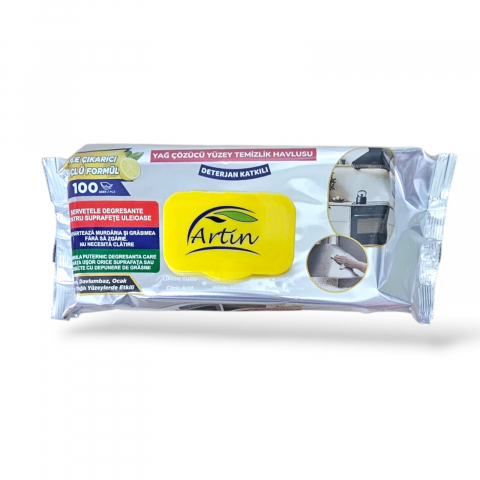 Bucatarie - ARTIN Servetele Umede Degresante cu Capac Lemon & Bicarbonat 100 buc
