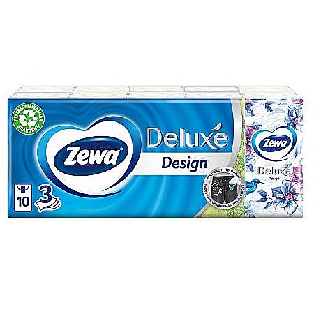 Servetele Umede & Uscate - ZEWA Batiste Nazale Deluxe Design Neutral 3 Straturi Pachet 10 buc