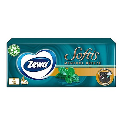 Servetele Umede & Uscate - ZEWA Batiste Nazale Softis Menthol 4 Straturi Pachet 10 buc
