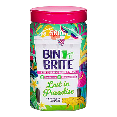 Diverse produse de uz casnic - BIN BRITE Neutralizator Umiditate si Mirosuri pt Pubele & Cosuri de Gunoi LOST in PARADISE 500g