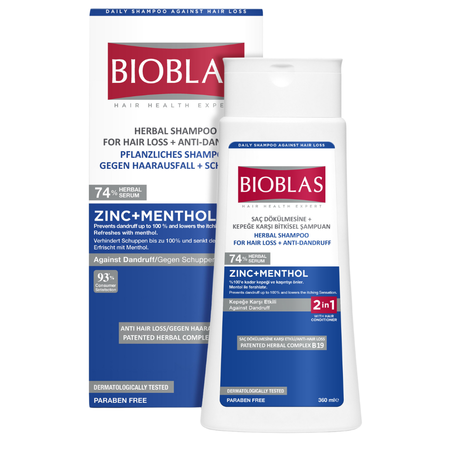 Ingrijire Personala - BIOBLAS Botanic Oils Sampon cu Zinc si Mentol Impotriva Caderii Parului si Antimatreata 360 ml