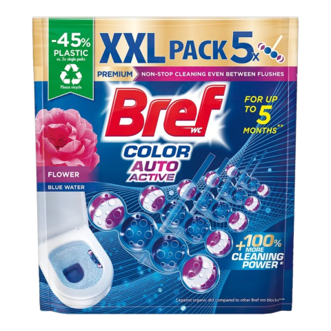 Noutati - BREF Premium Aktiv Color Odorizant Toaleta FLOWER XXL 5×50 g