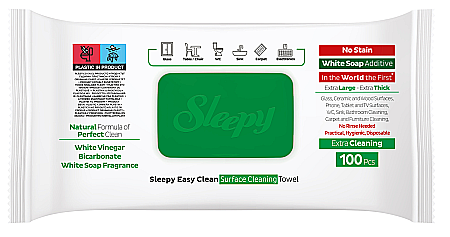 SLEEPY Servetele Umede Curatare Multisuprafete cu Bicarbonat, Otet Alb, Eucalipt - White Soap Additive, 100 Buc [1]