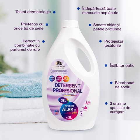 CASHMERE AROMA Detergent Profesional de Rufe Albe & Colorate ( Fara Parfum) 3L [1]