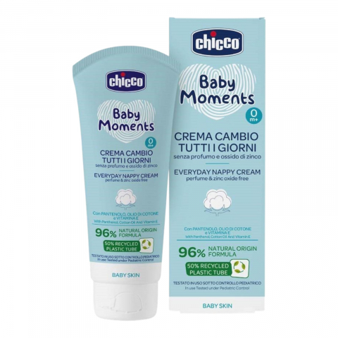 Cosmetice copii - CHICCO Baby Moments Crema Protectie Zilnica Impotriva Iritatiilor de la Scutec, Panthenol si Vitamina E, 0luni+ 100 ml