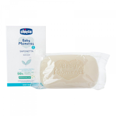 Cosmetice copii - CHICCO Baby Moments Sapun Solid de Maini cu Glicerina Vegetala 100 g